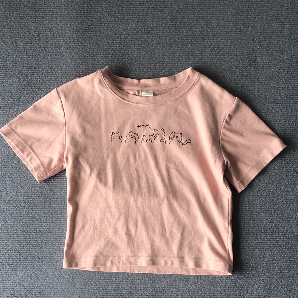 Pink Girls' Short-Sleeve Cat Graphic Tee